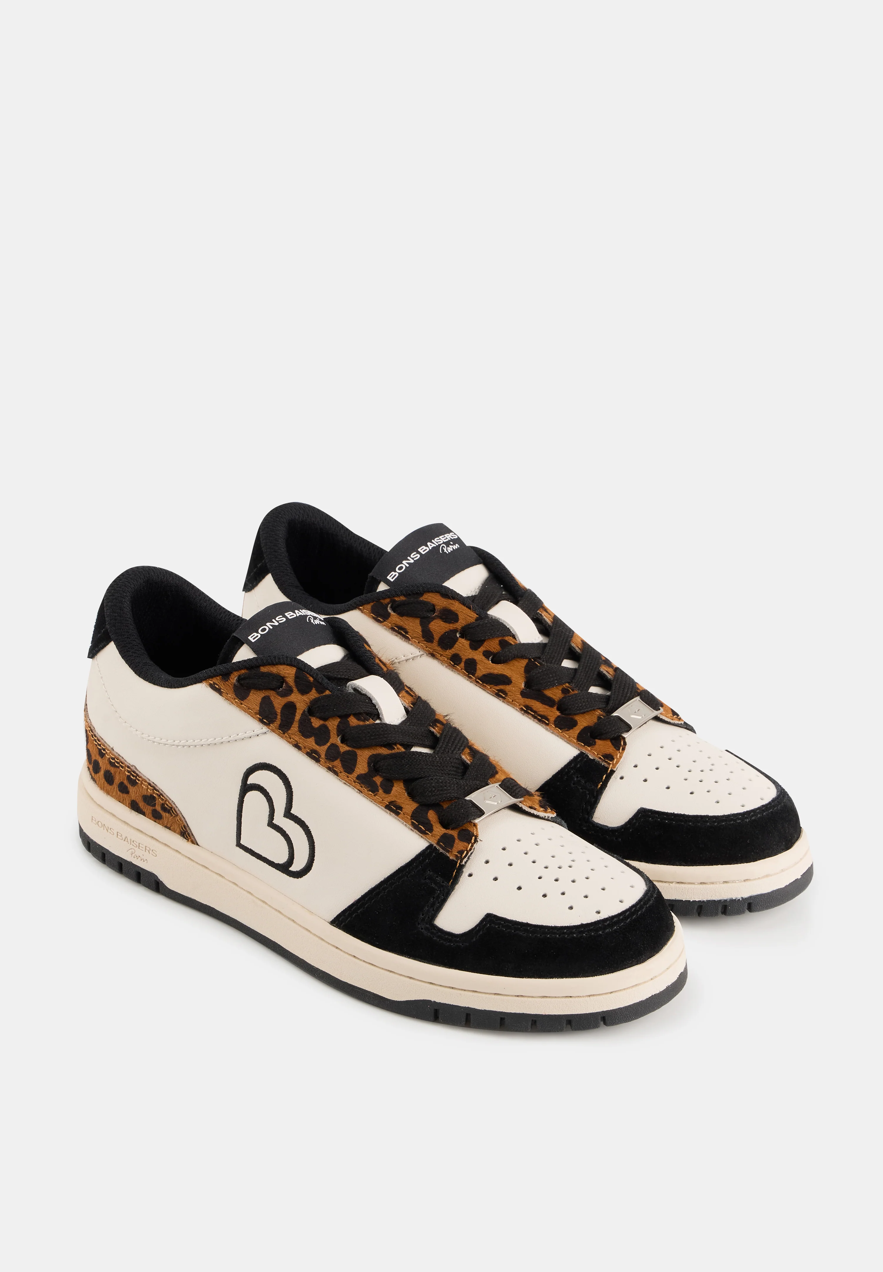 Baskets en cuir-Serena-Beige Noir Leopard - Image 5