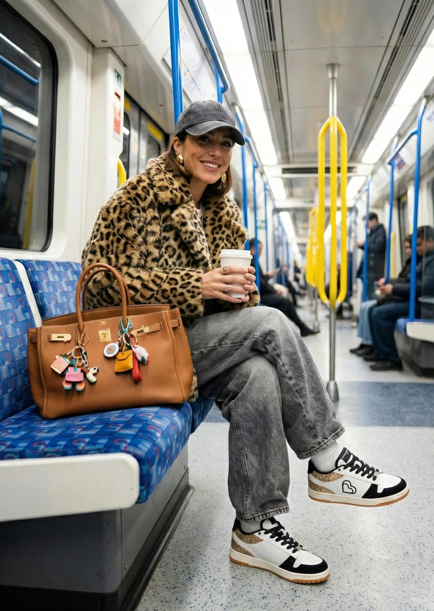 Baskets en cuir-Serena-Blanc Glitter Gold - Image 4