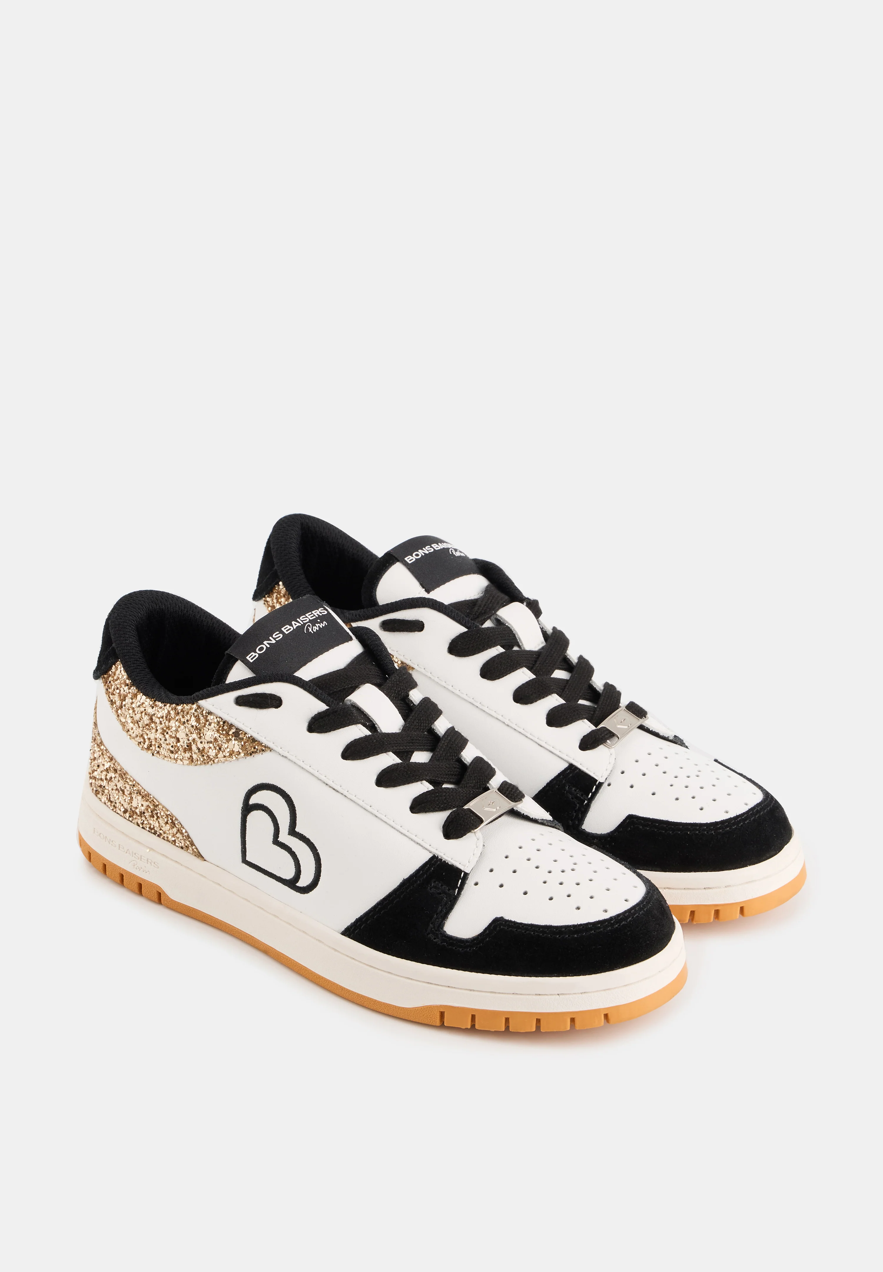 Baskets en cuir-Serena-Blanc Glitter Gold - Image 5