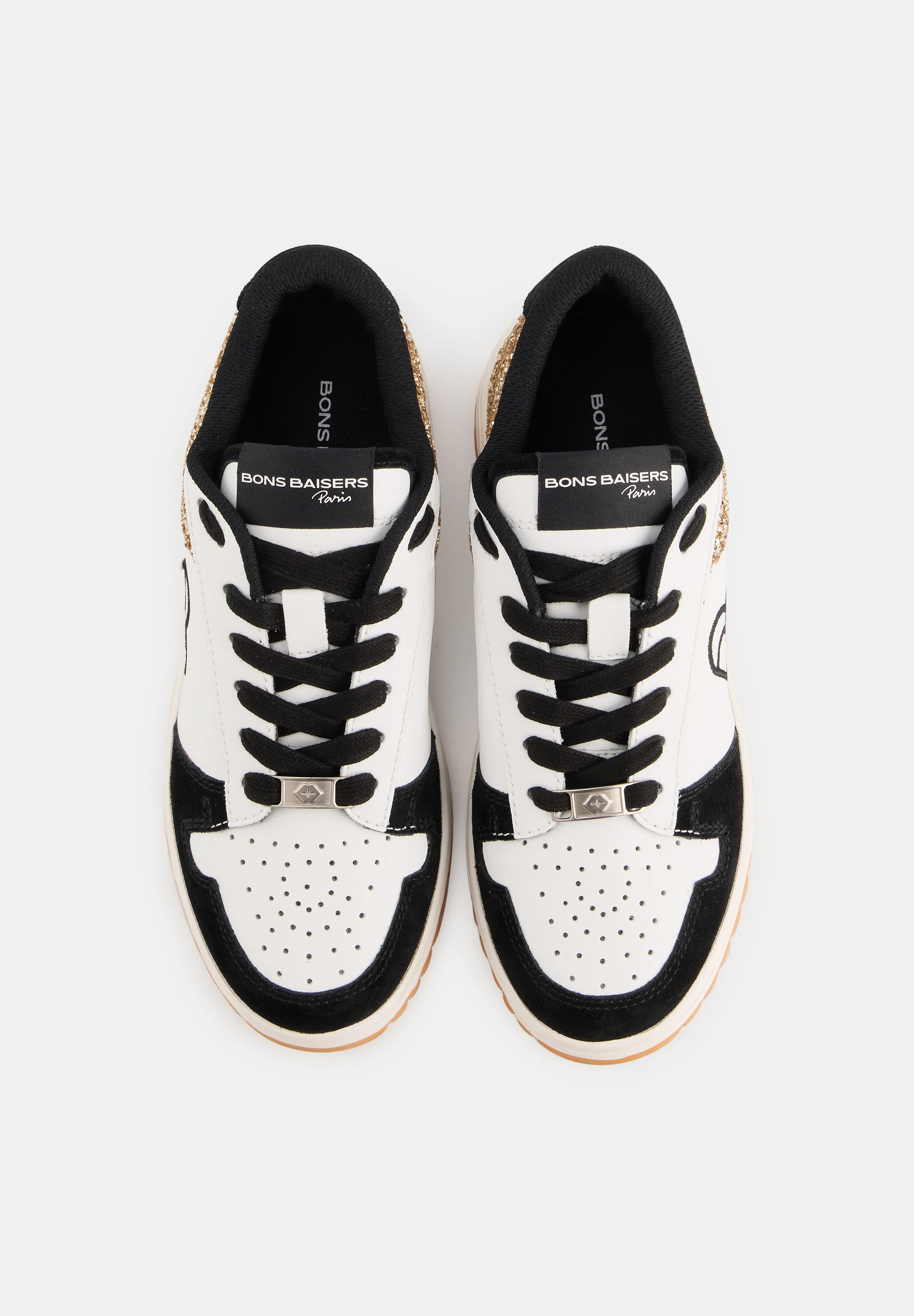 Baskets en cuir-Serena-Blanc Glitter Gold - Image 8