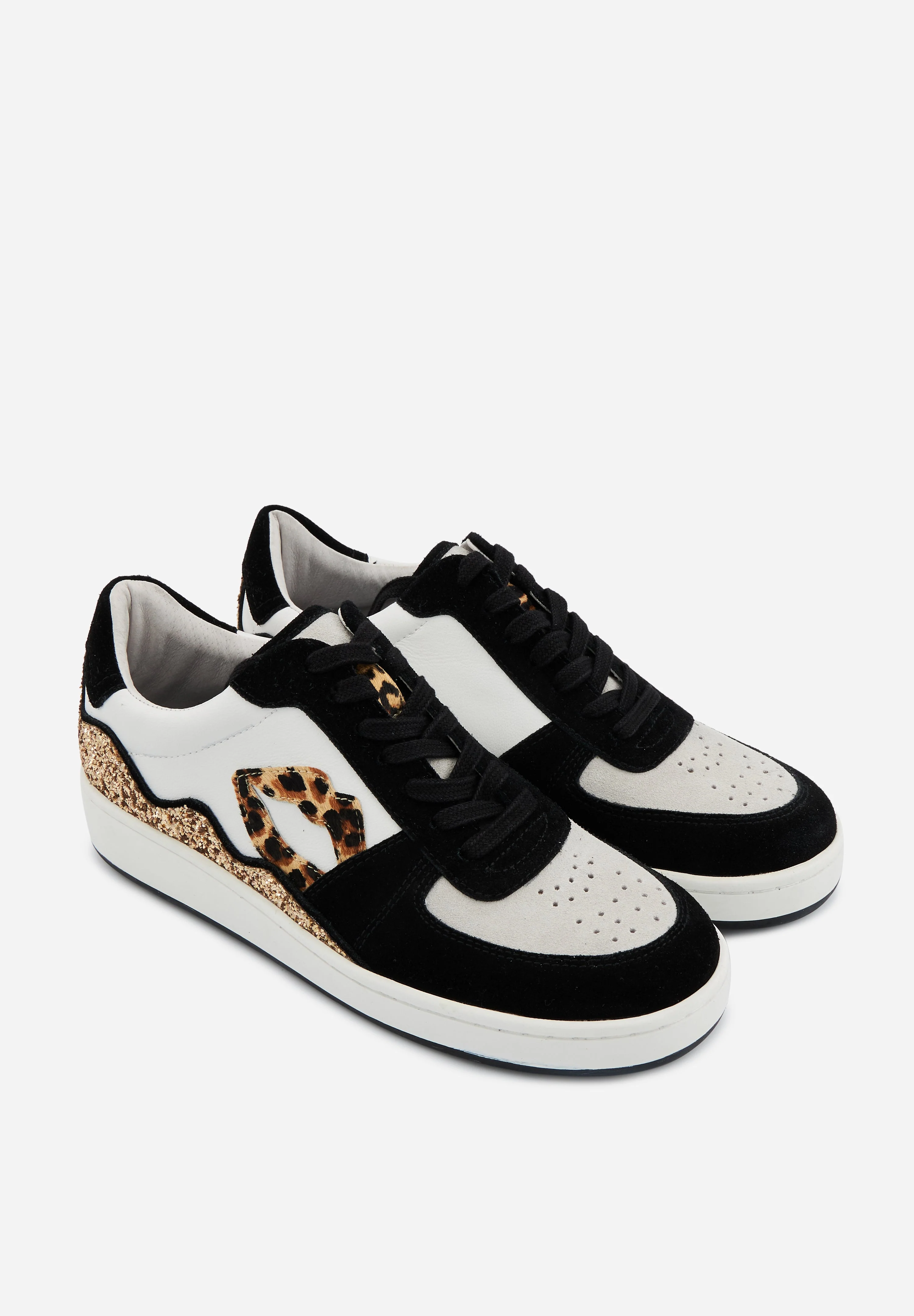 Baskets en cuir-Loulou-Blanc Noir Leopard - Image 3
