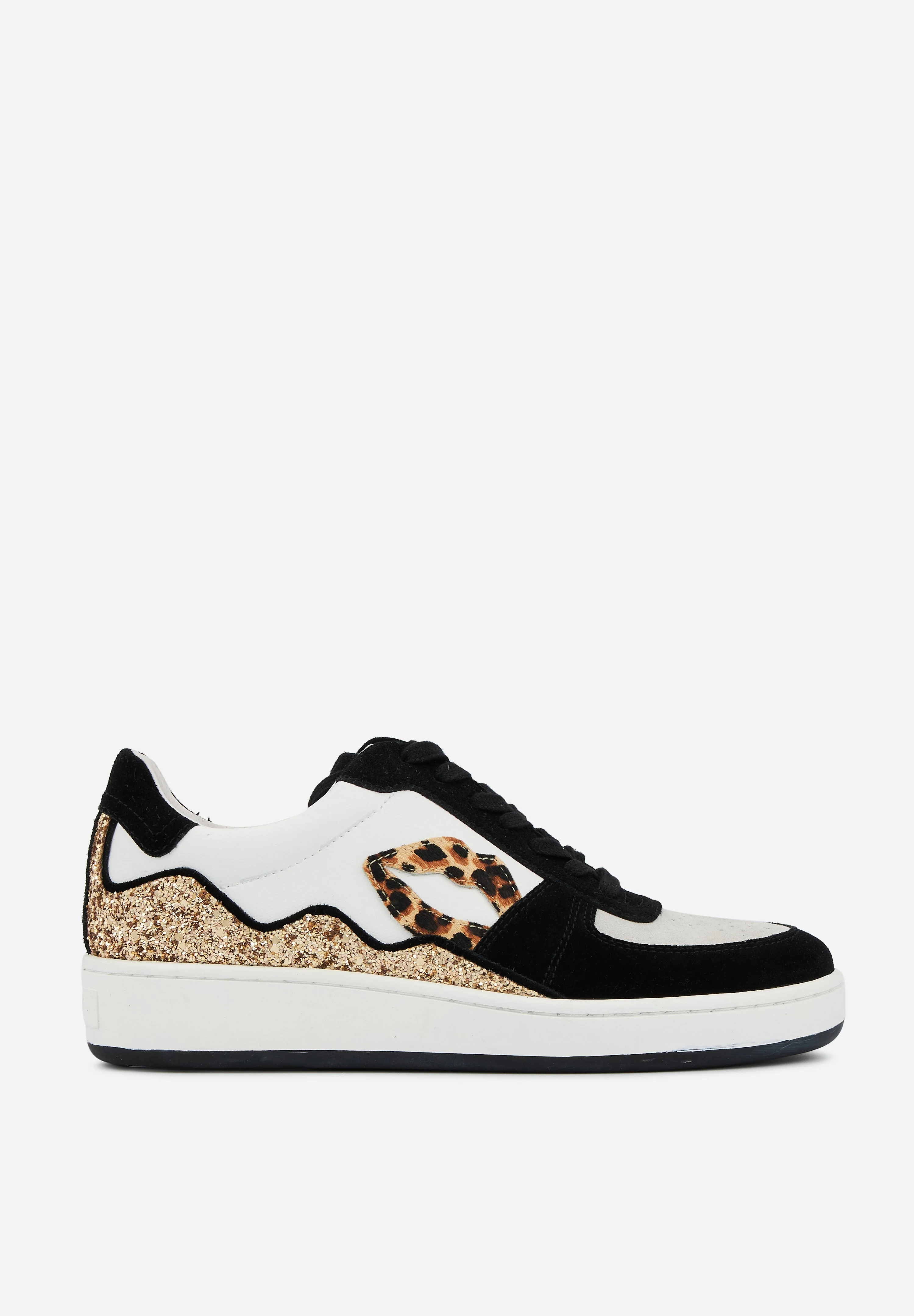 Baskets en cuir-Loulou-Blanc Noir Leopard - Image 5