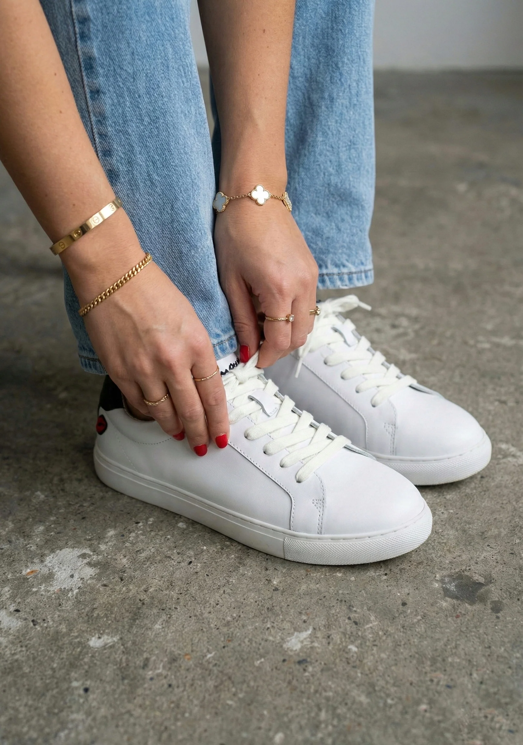 Baskets en cuir-Simone Petit Amour-Croco Noir - Image 4