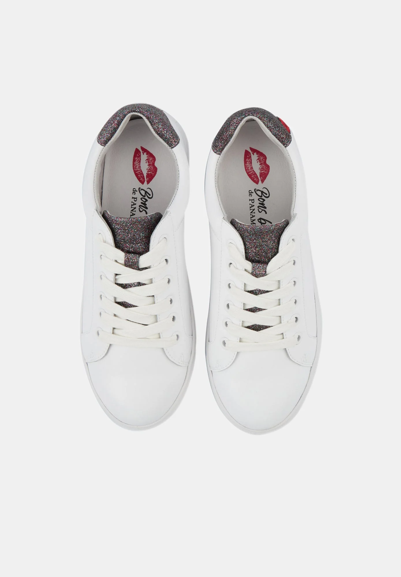 Baskets en cuir-Simone-Blanc/Glitter Multicolor - Image 2