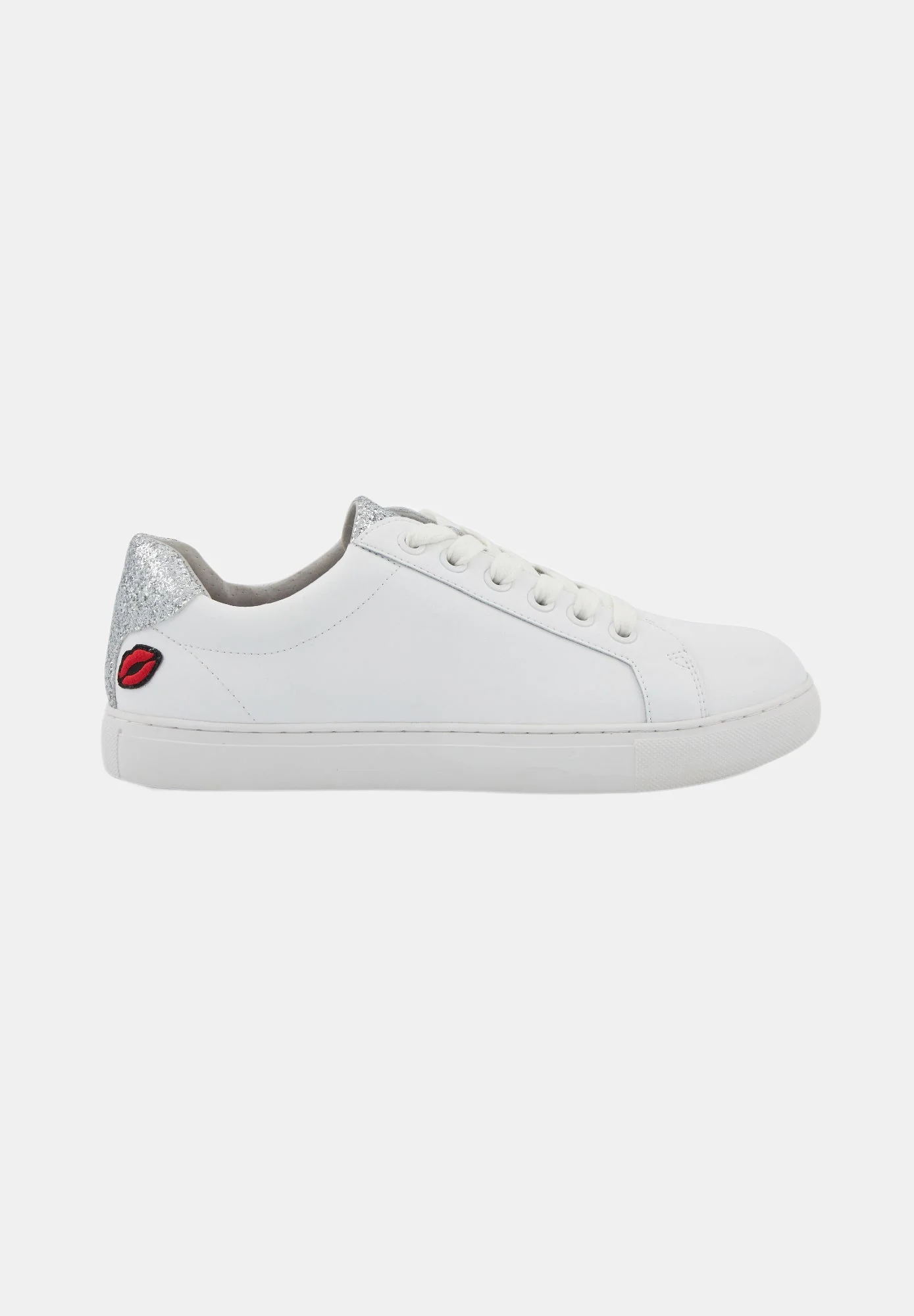 Baskets en cuir-Simone-Blanc/Glitter Argent - Image 3