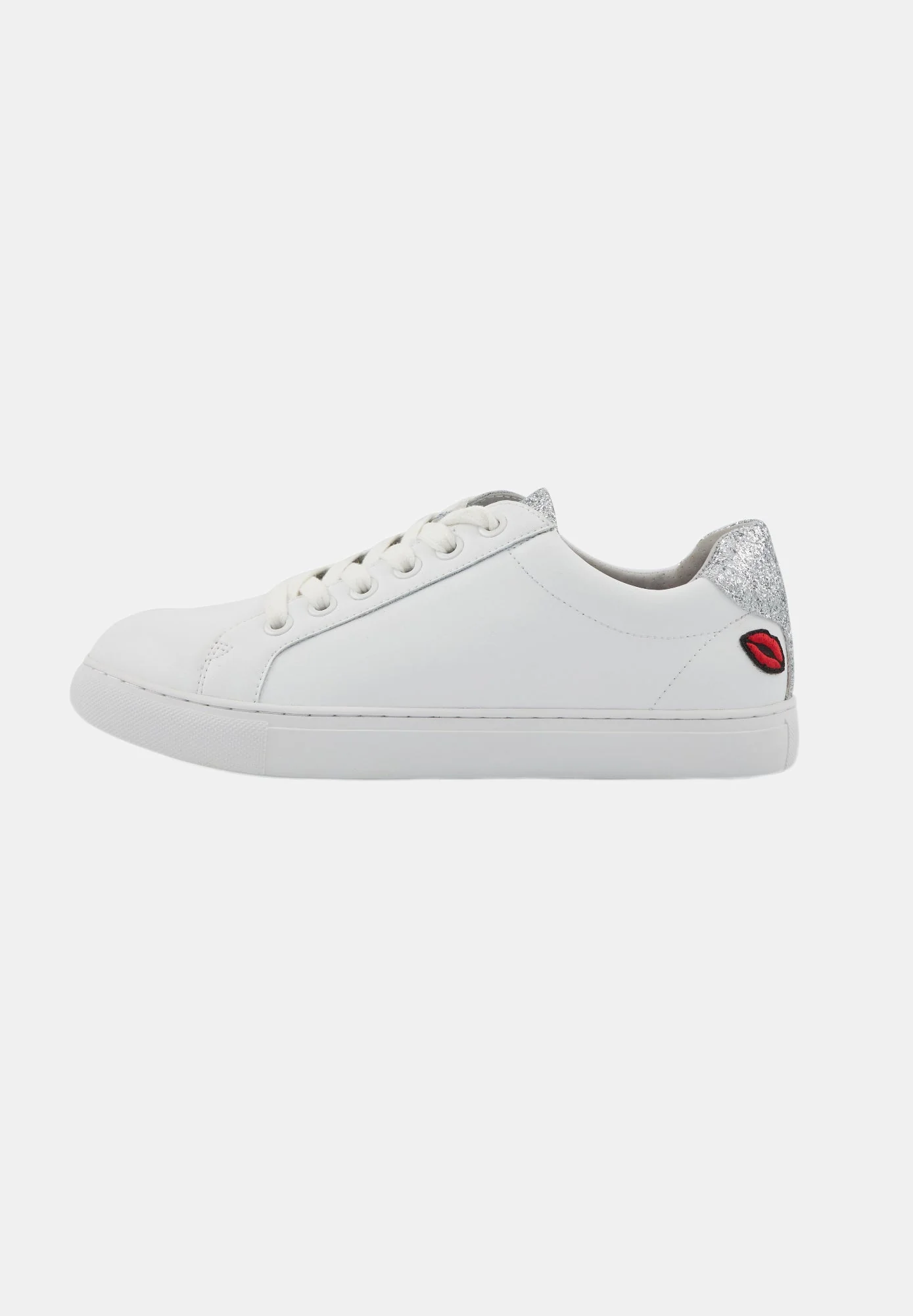 Baskets en cuir-Simone-Blanc/Glitter Argent - Image 4
