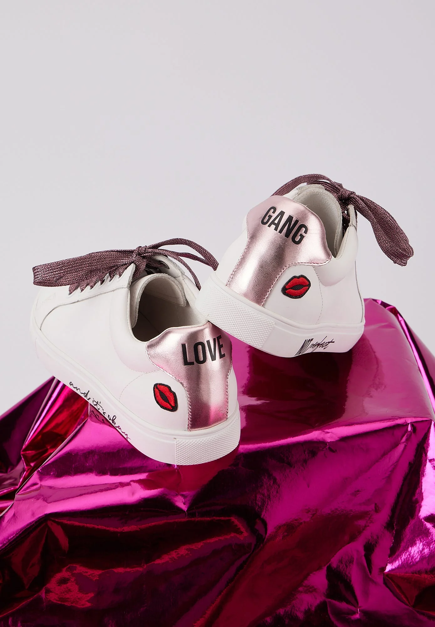 Baskets en cuir-Simone Love Gang-Not perfect Or Rose - Image 2