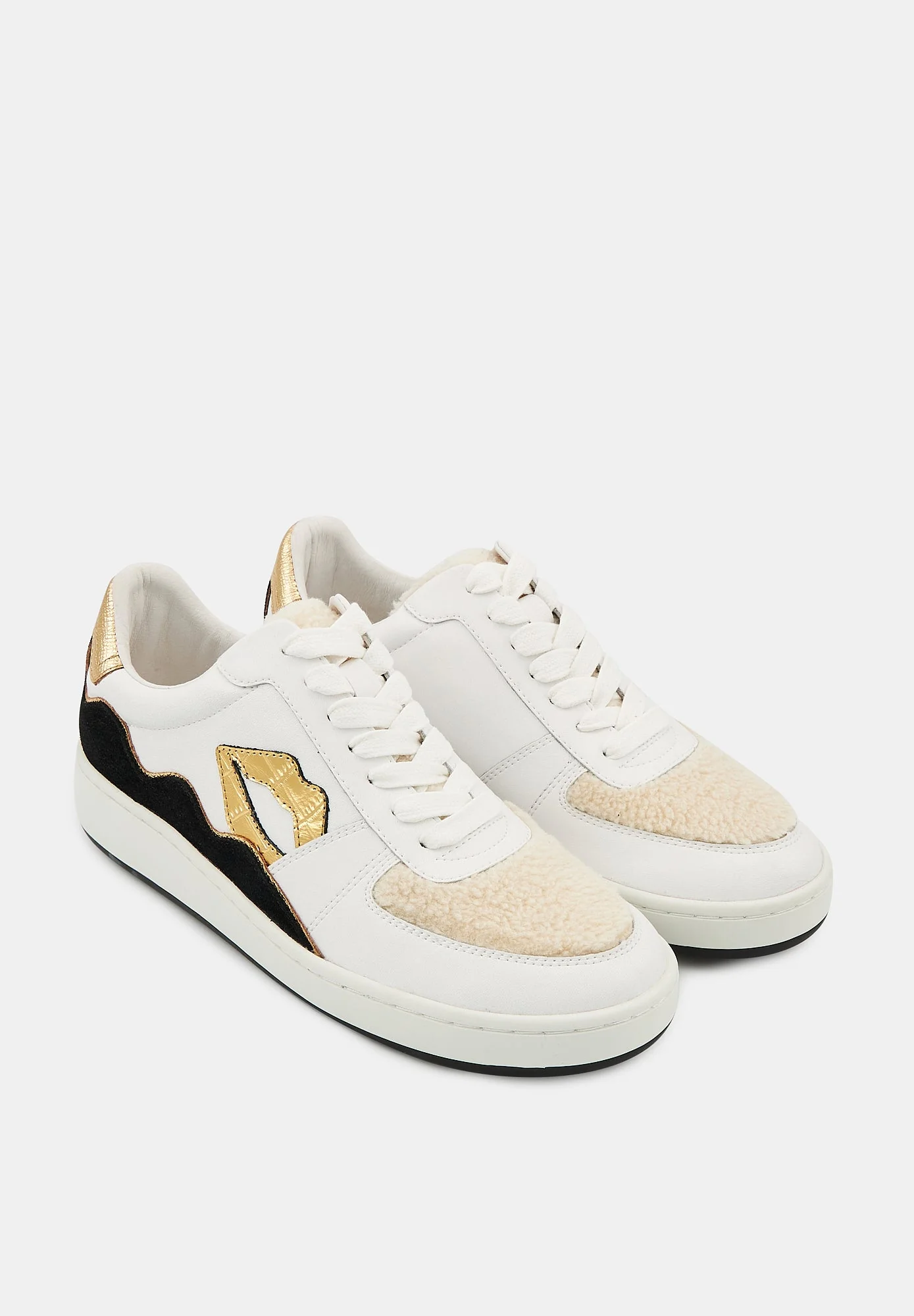 Baskets en cuir-Loulou-Blanc Gold Croco - Image 3