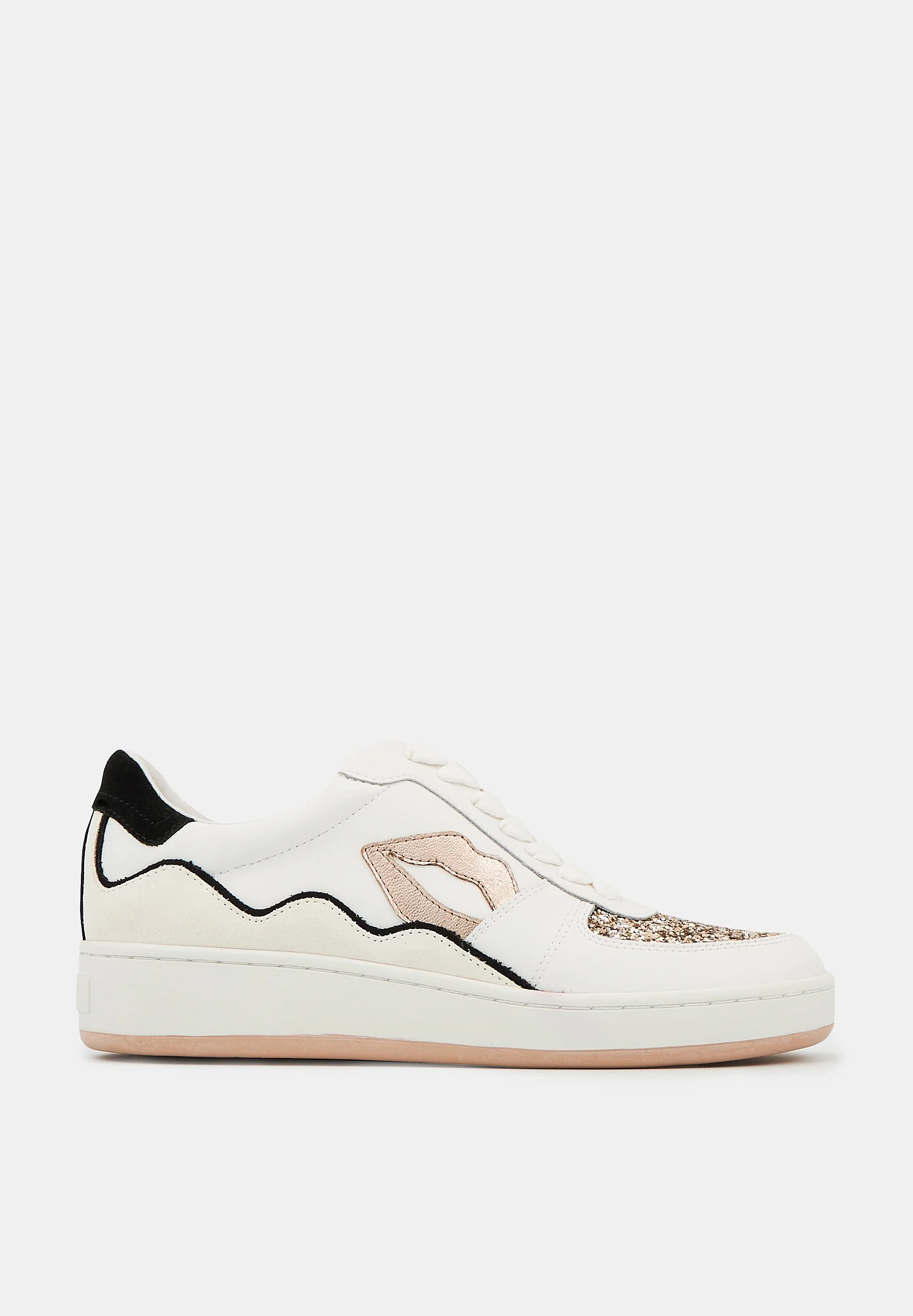 Baskets en cuir-Loulou-Blanc Rose Gold Glitter - Image 5