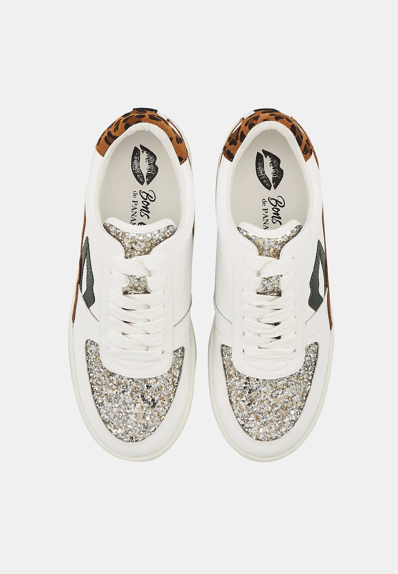 Baskets en cuir-Loulou-Blanc Snake Léopard Glitter - Image 6