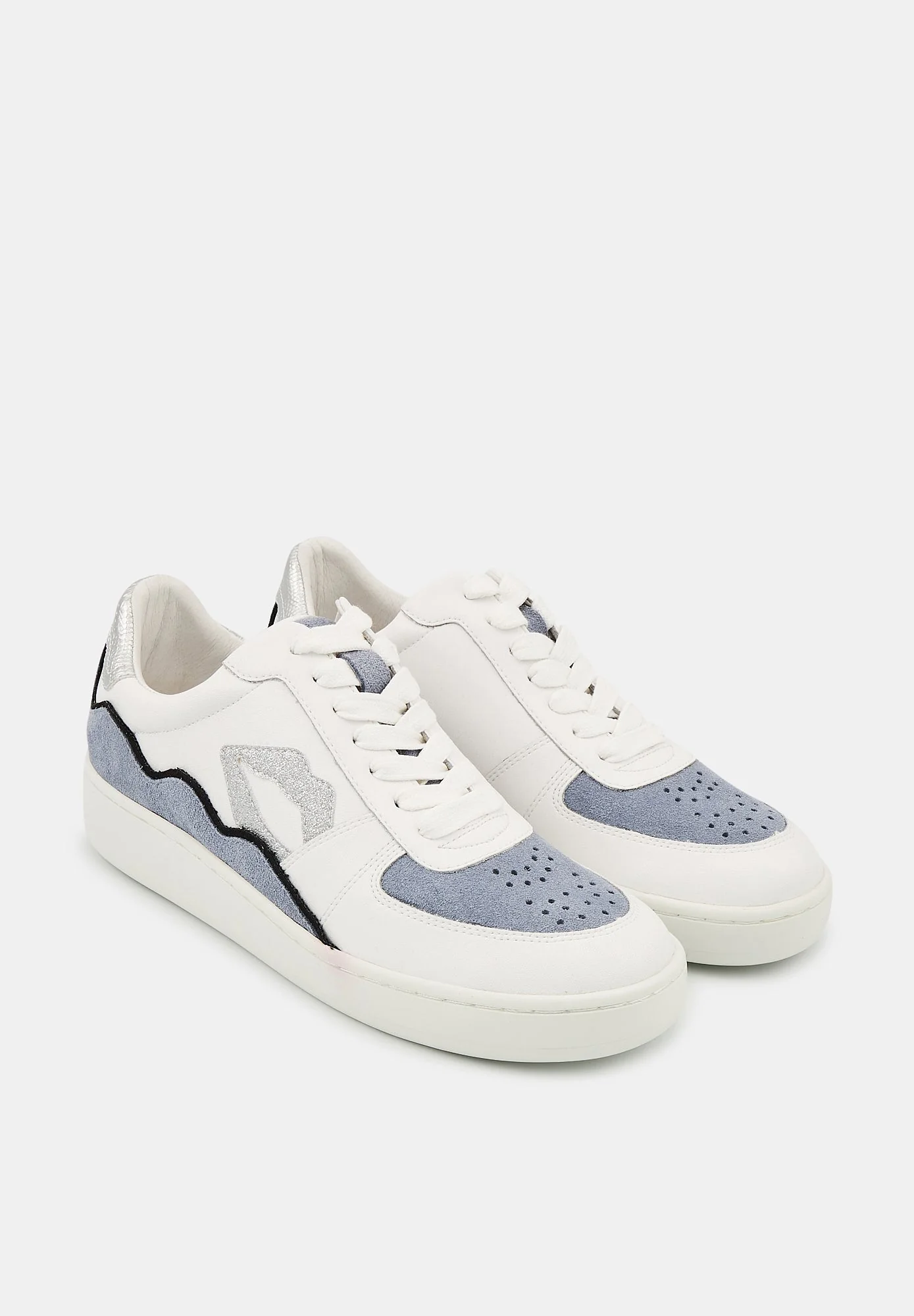 Baskets en cuir-Loulou-Blanc Silver Suede - Image 3