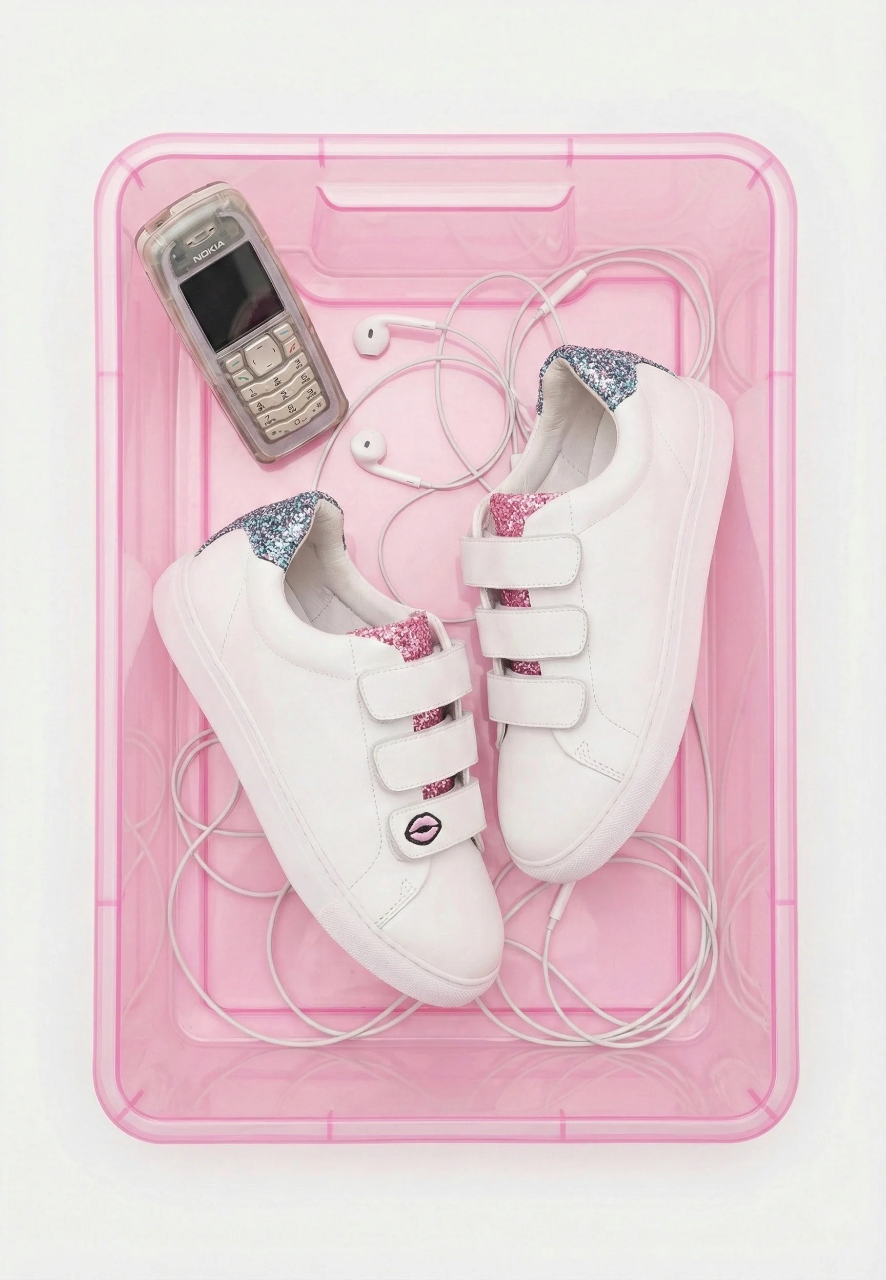 Baskets en cuir-Edith Glitters-Rose/Bleu - Image 4