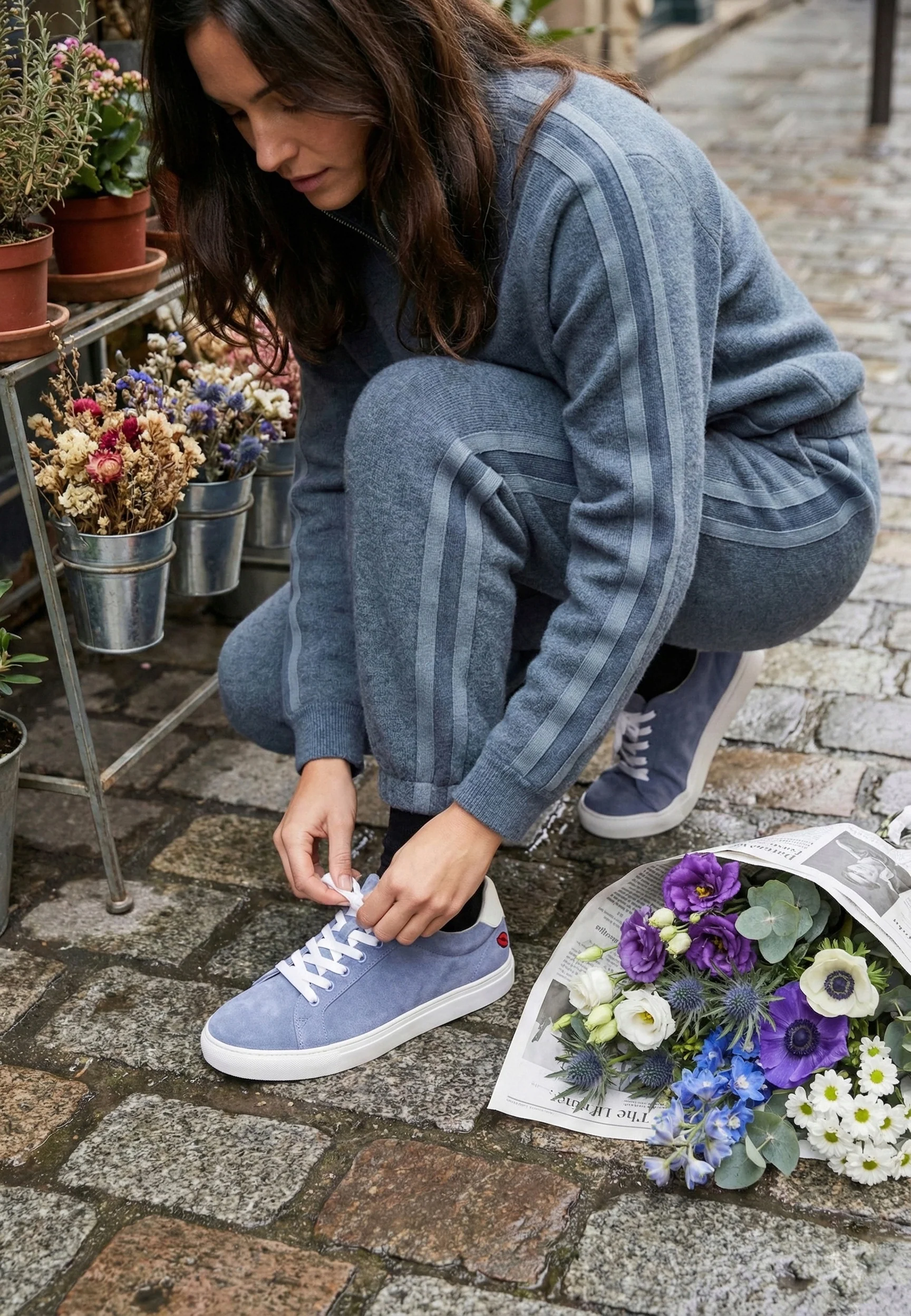 Baskets en cuir-Simone-Violet Clair Suede - Image 4