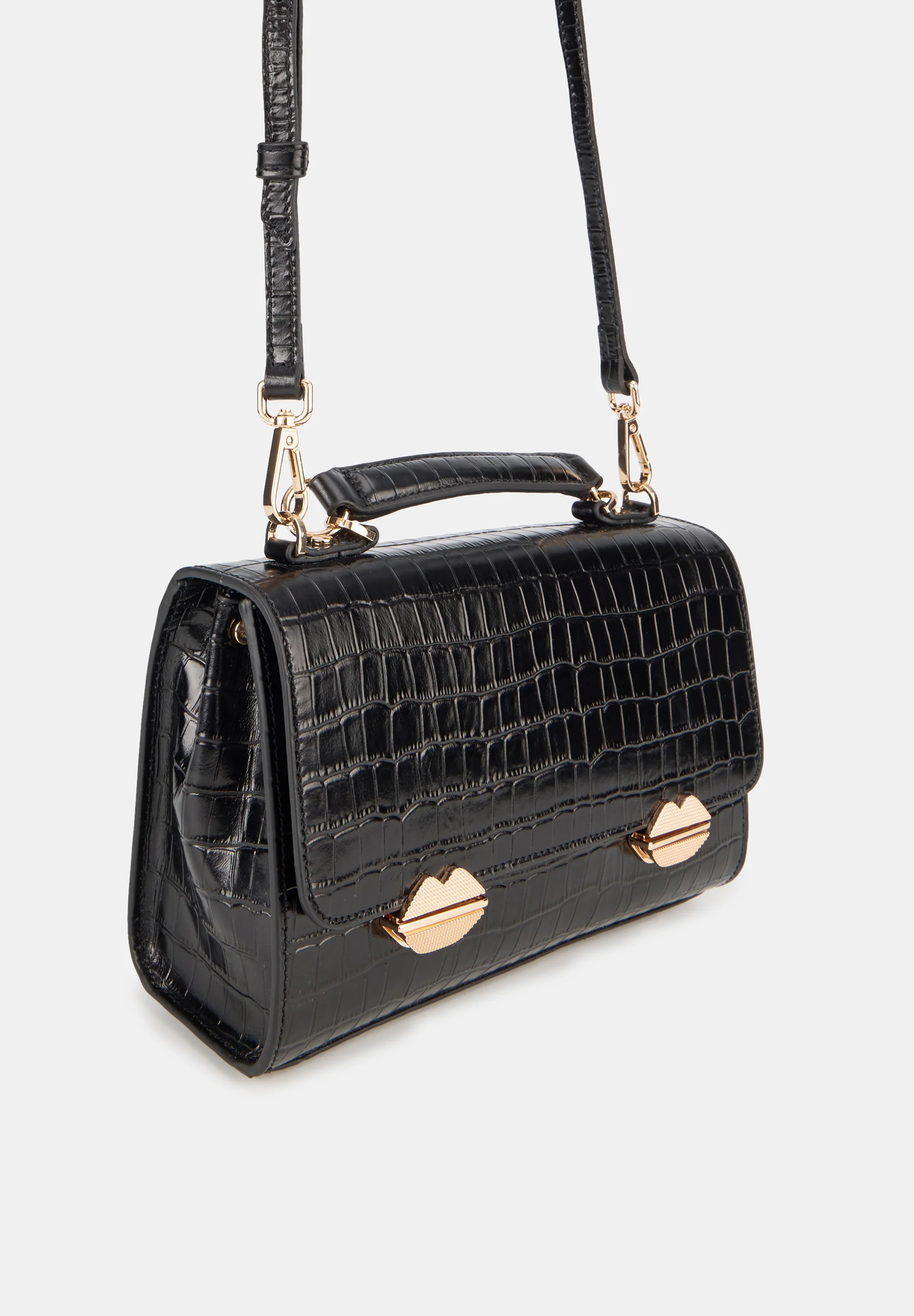 Satchel-Sealed With A Kiss Croco Noir - Image 8