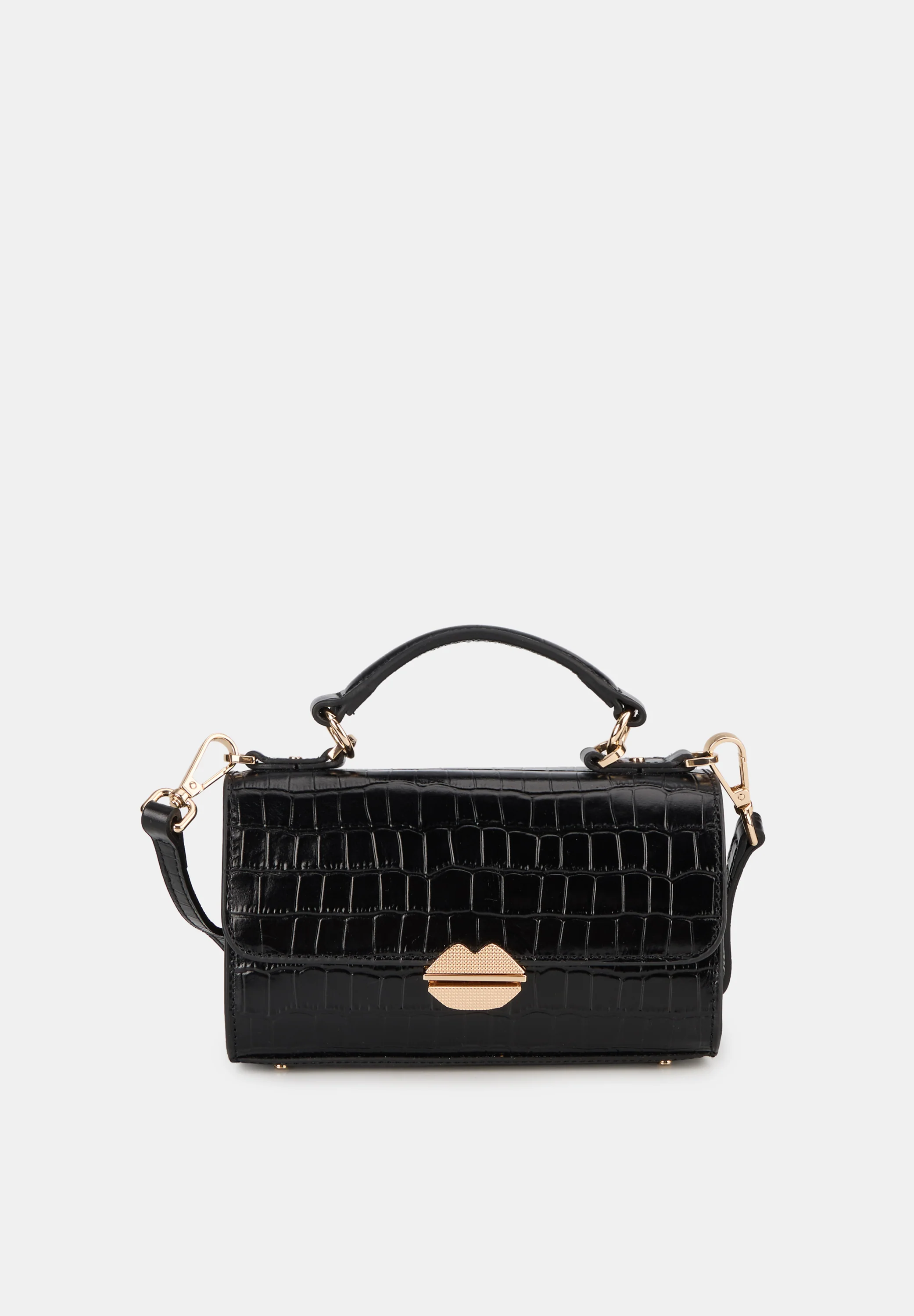 Small Satchel-Sealed With A Kiss Croco Noir - Image 4