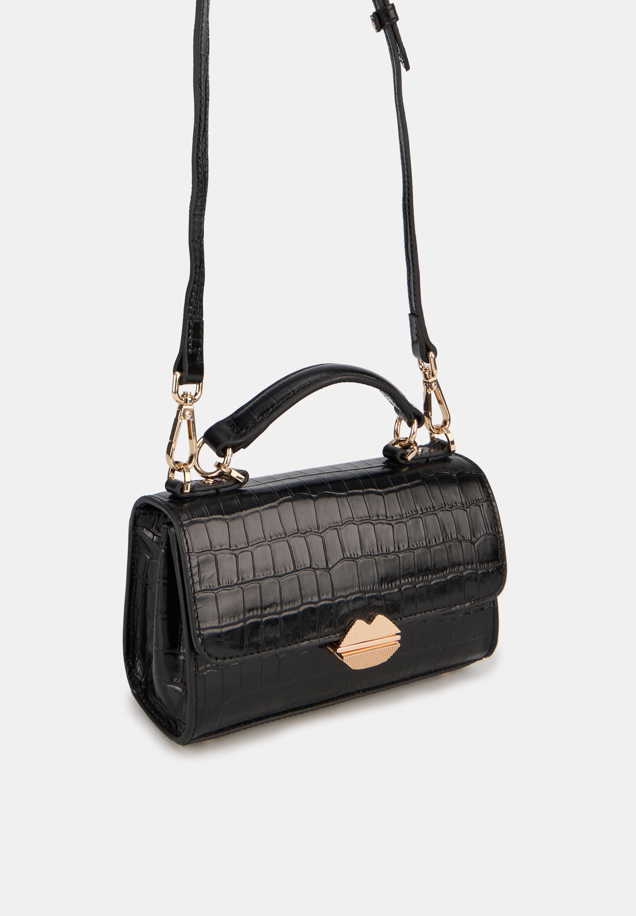 Small Satchel-Sealed With A Kiss Croco Noir - Image 7