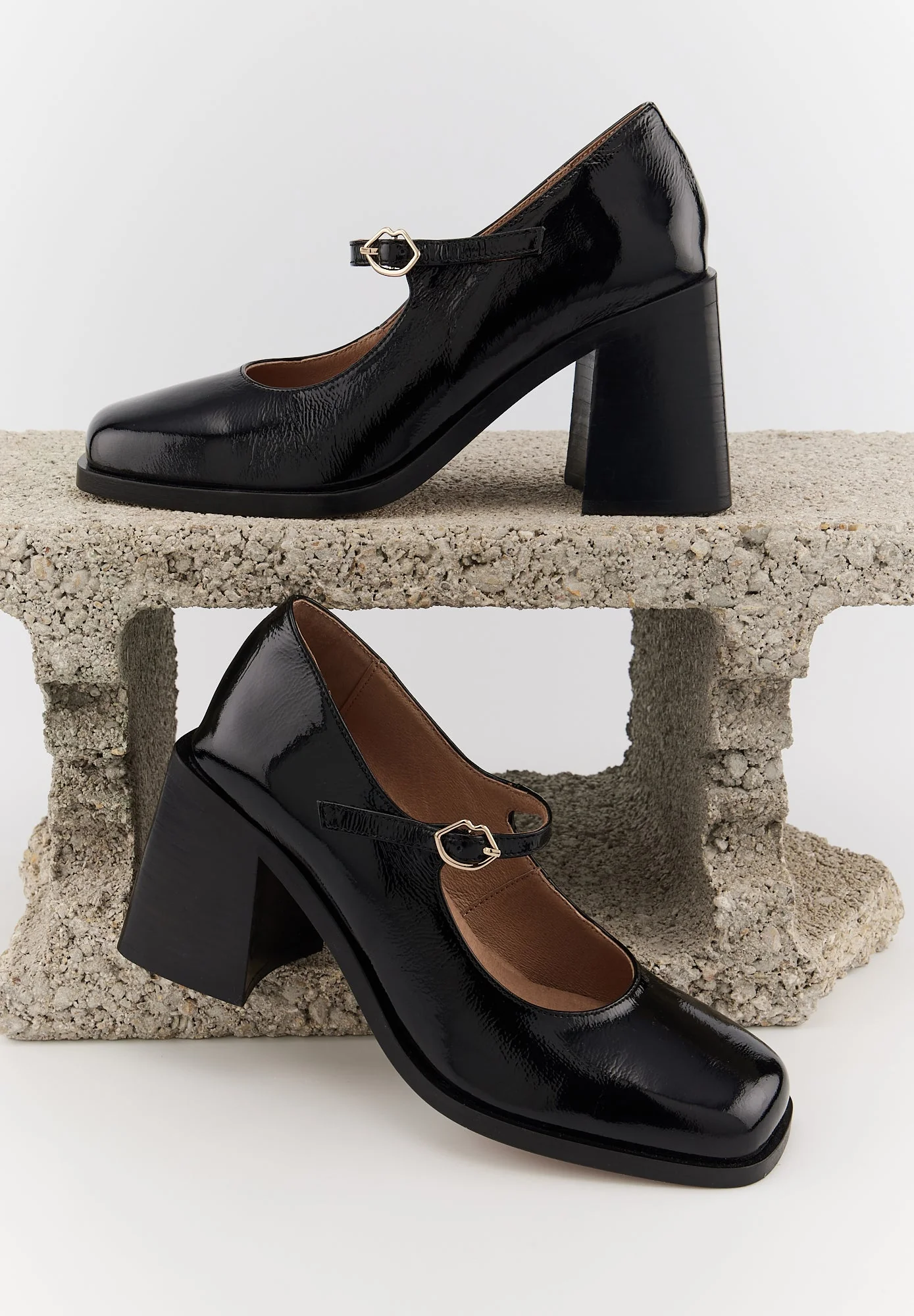 Babies à talons - Cuir Noir - Regina - Image 2