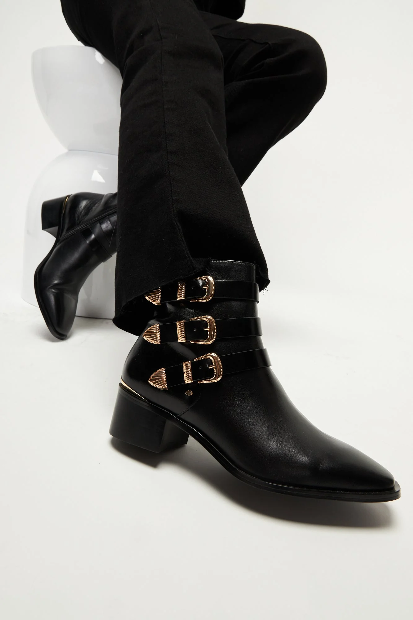 Bottines à boucles - Cuir Noir - Amelia