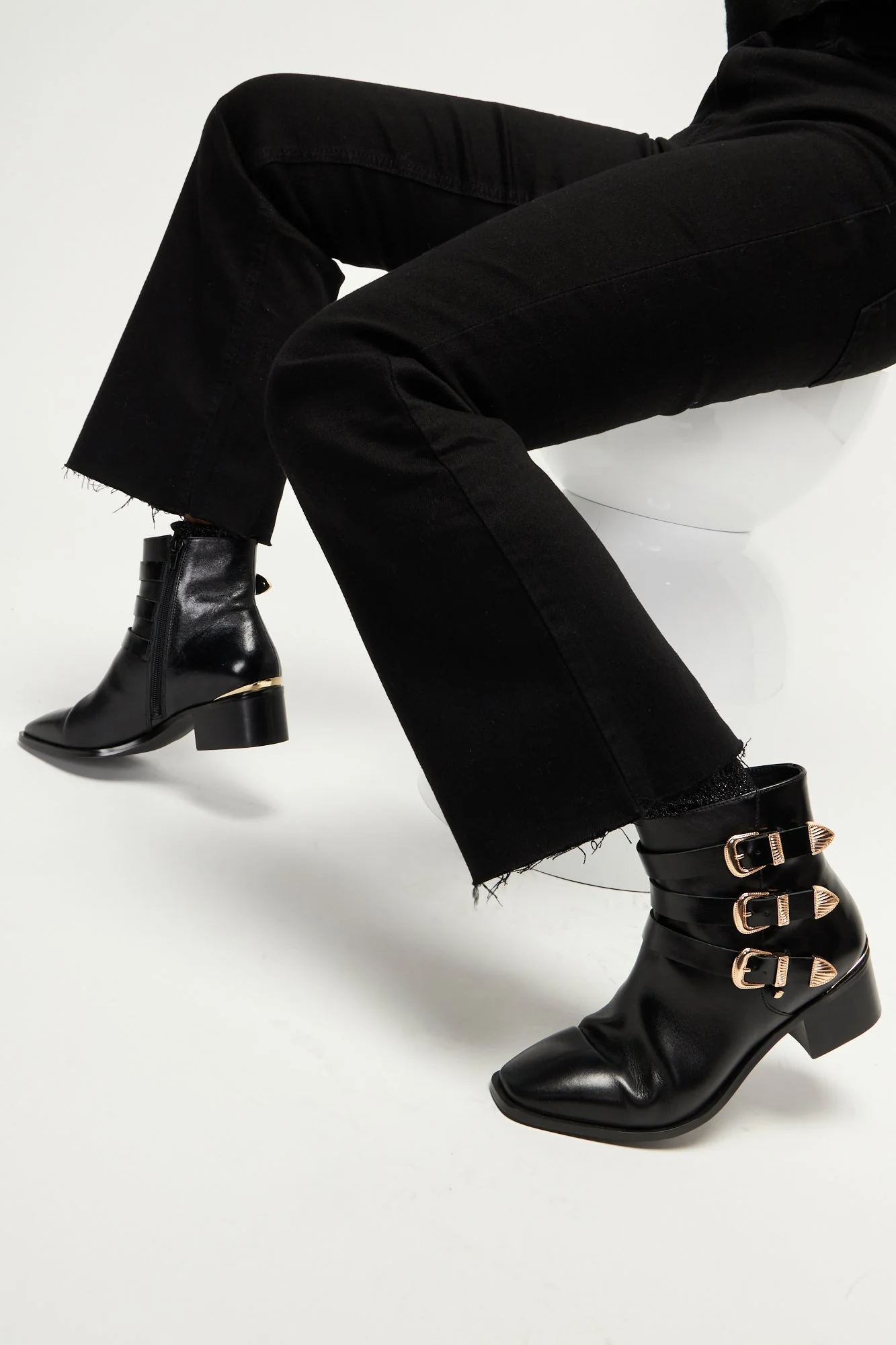 Bottines à boucles - Cuir Noir - Amelia - Image 3