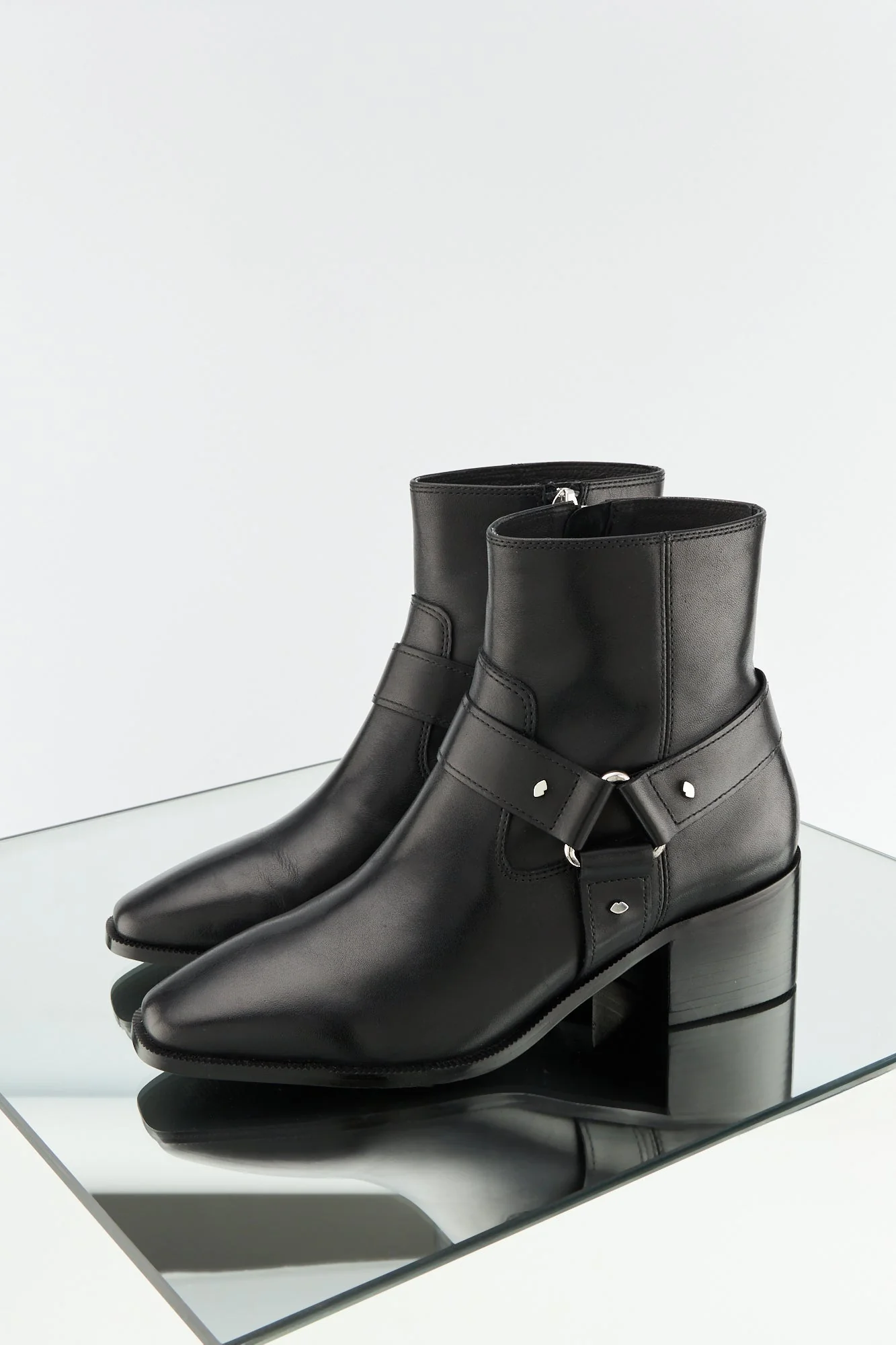 Bottines à boucles - Cuir lisse Noir - Luna