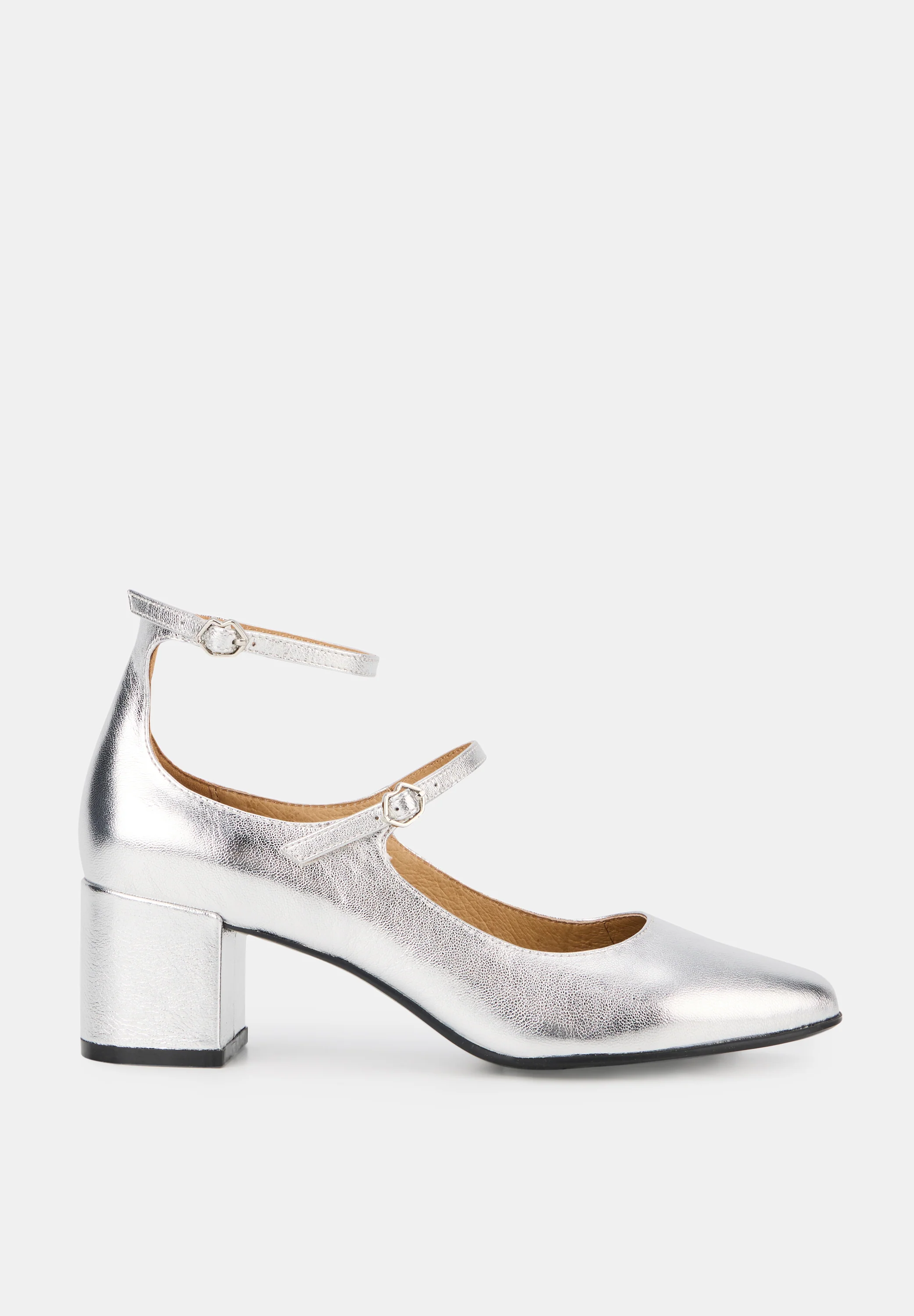 Babies à talons - Cuir Métallisé Silver - Sofia - Image 2