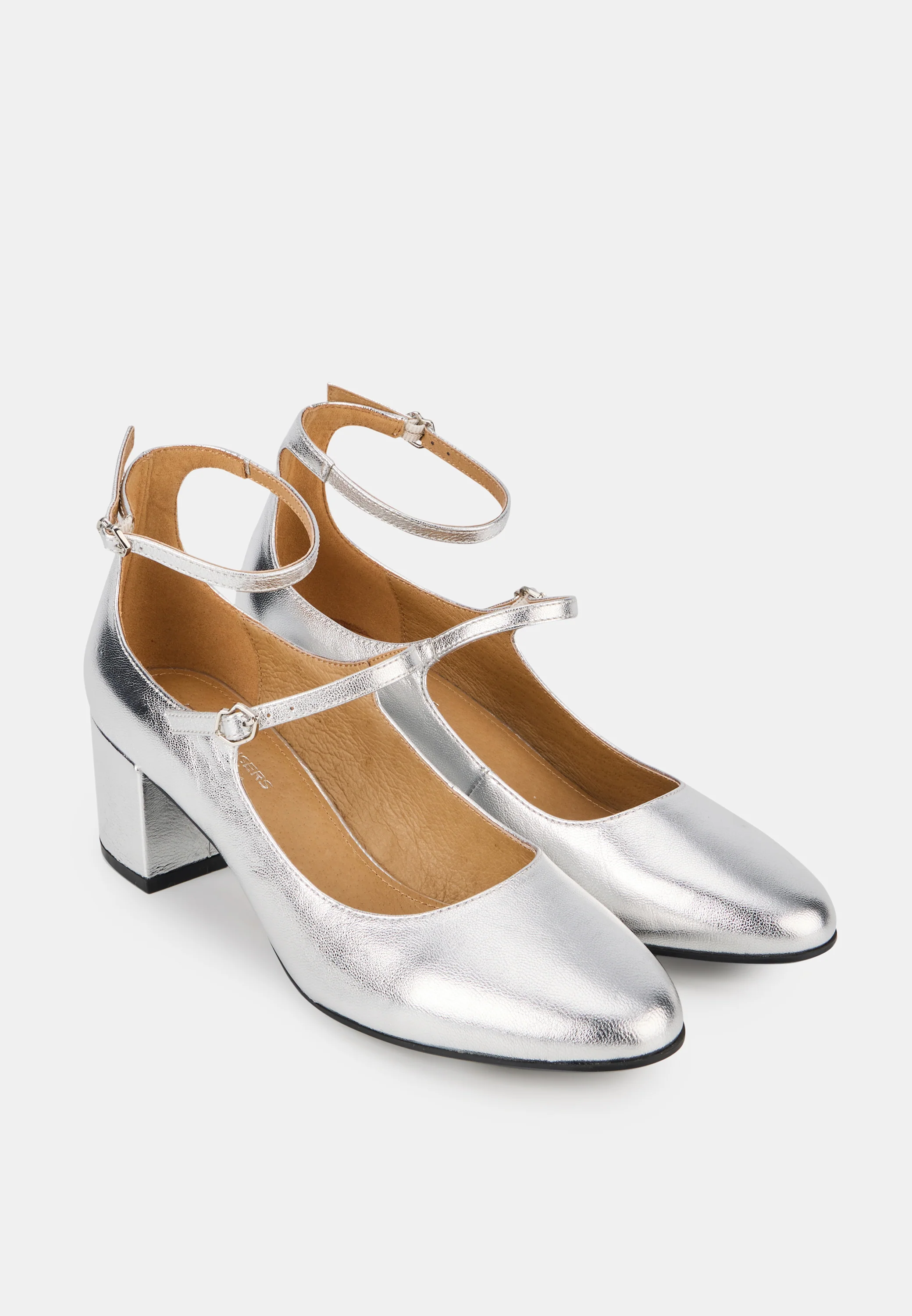 Babies à talons - Cuir Métallisé Silver - Sofia - Image 3