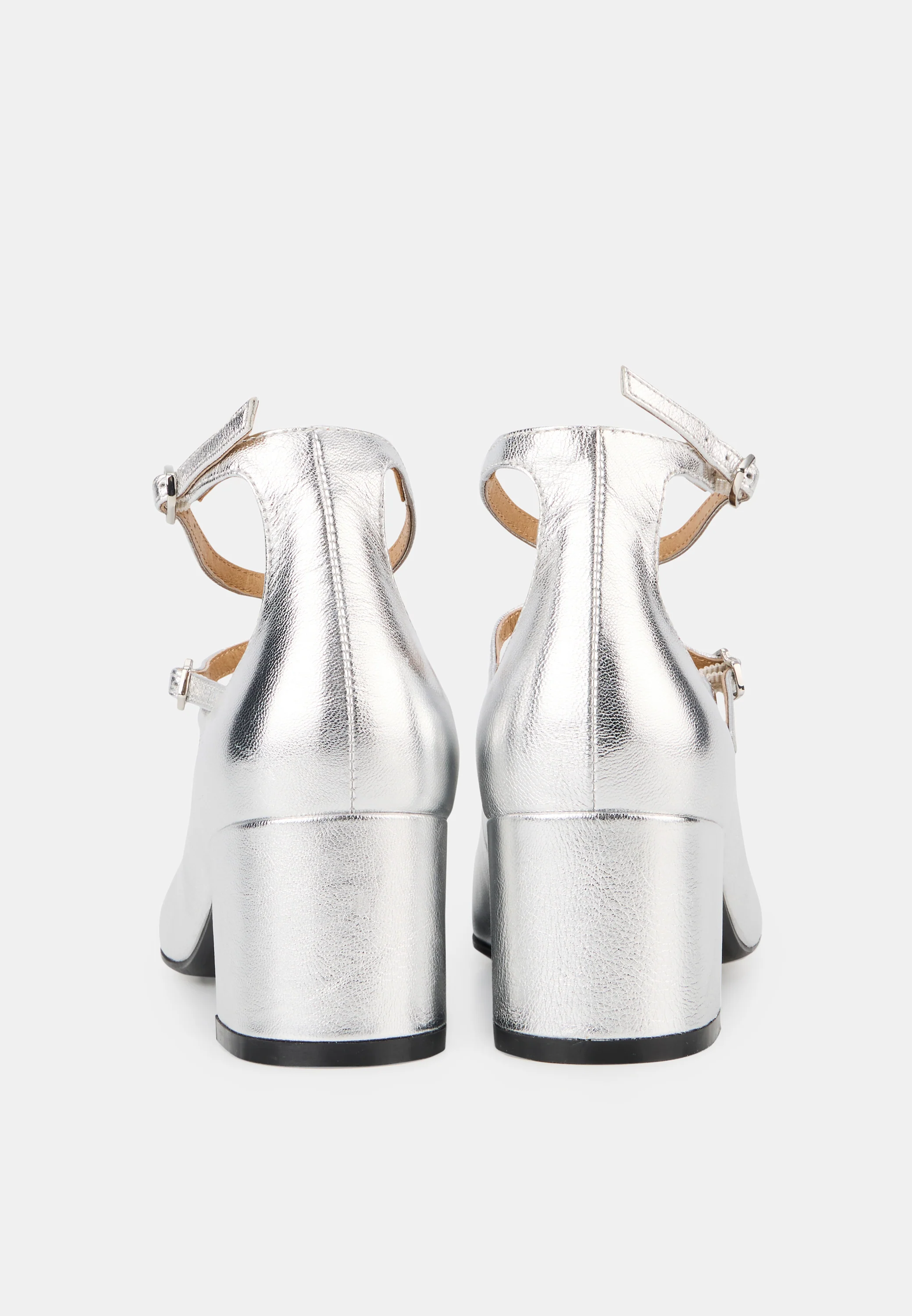 Babies à talons - Cuir Métallisé Silver - Sofia - Image 5