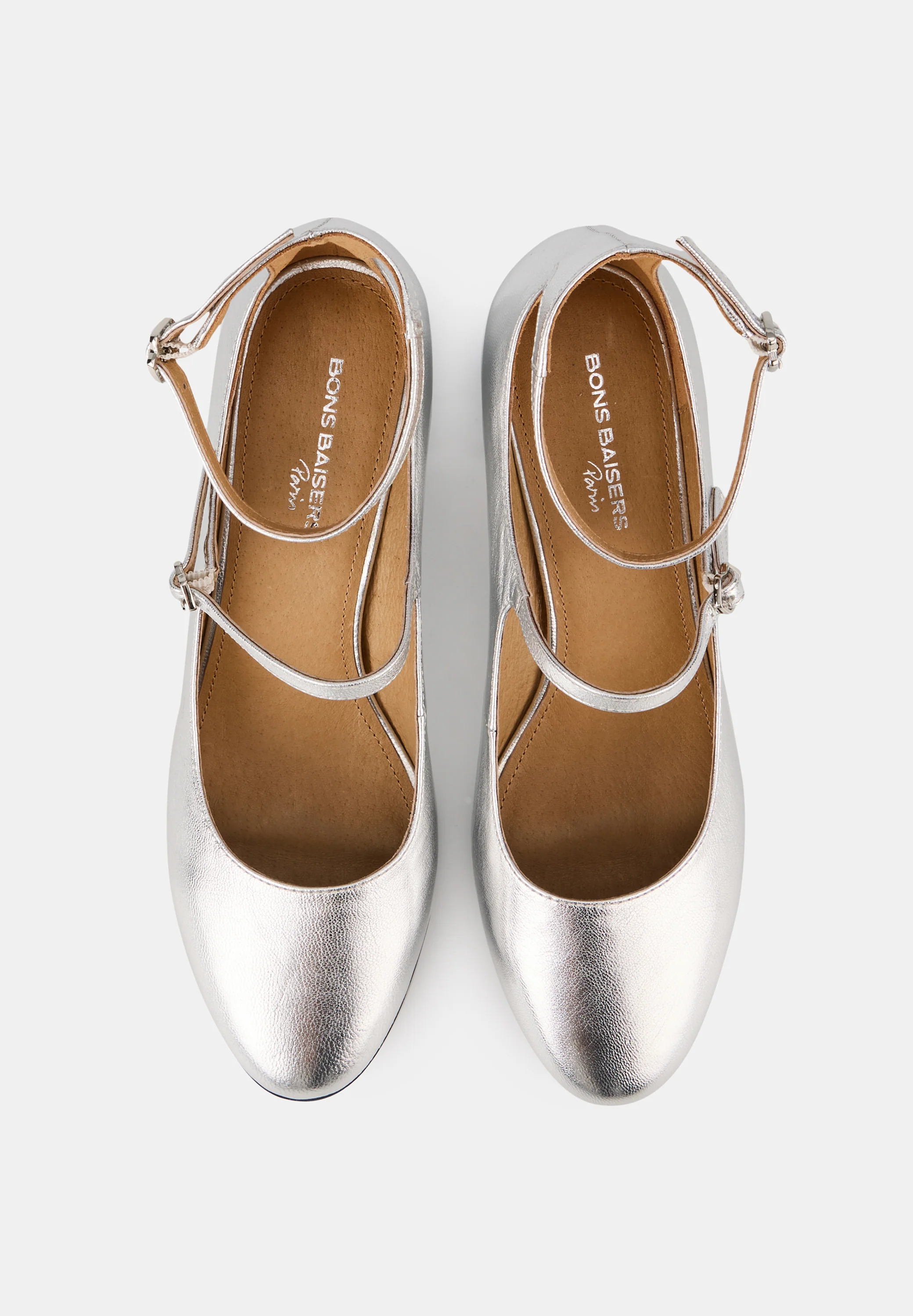 Babies à talons - Cuir Métallisé Silver - Sofia - Image 6