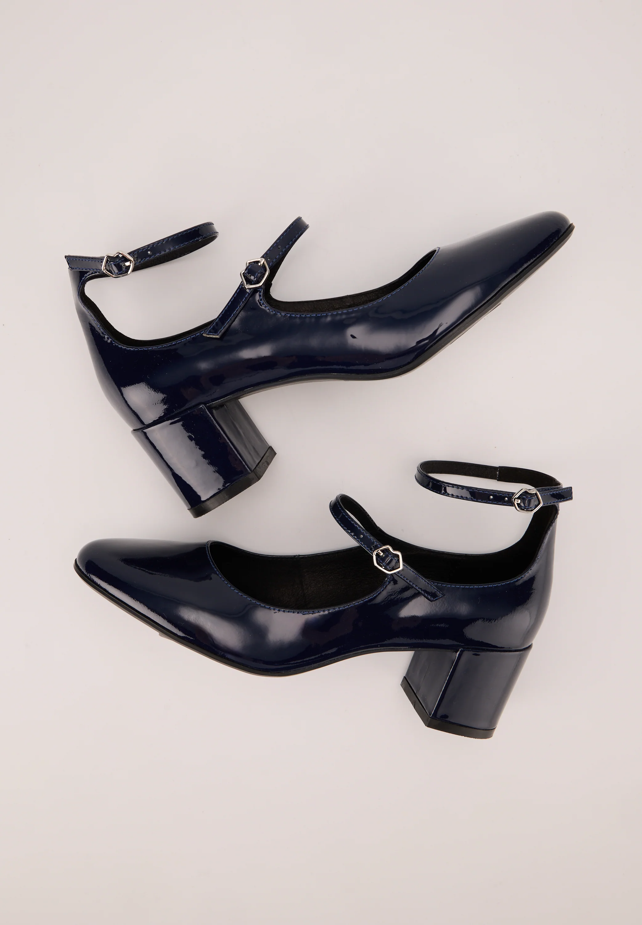 Babies à talons - Cuir bleu navy - Sofia