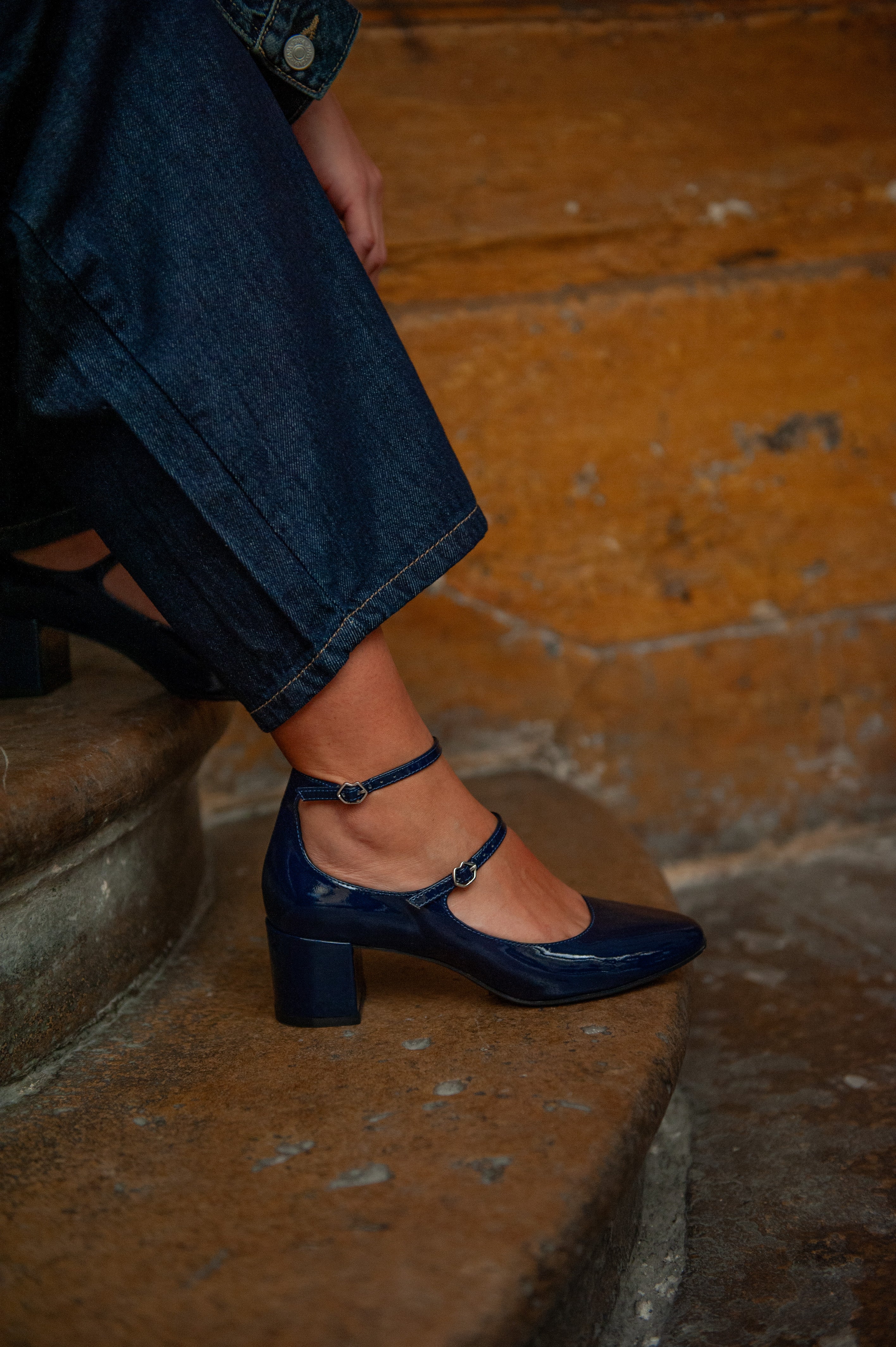Babies à talons - Cuir bleu navy - Sofia - Image 5