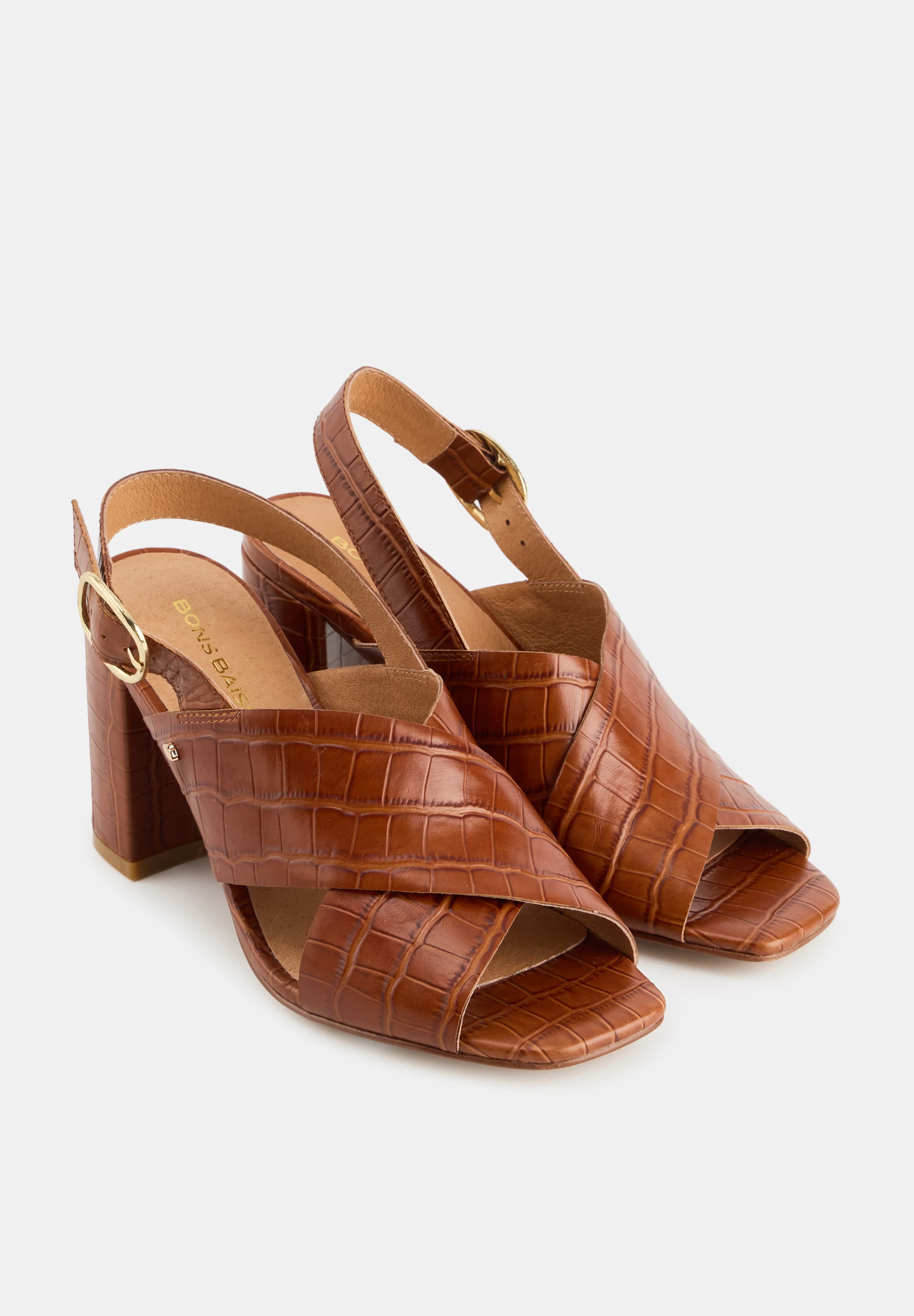 Claudia-Cuir façon Croco Cognac - Image 3