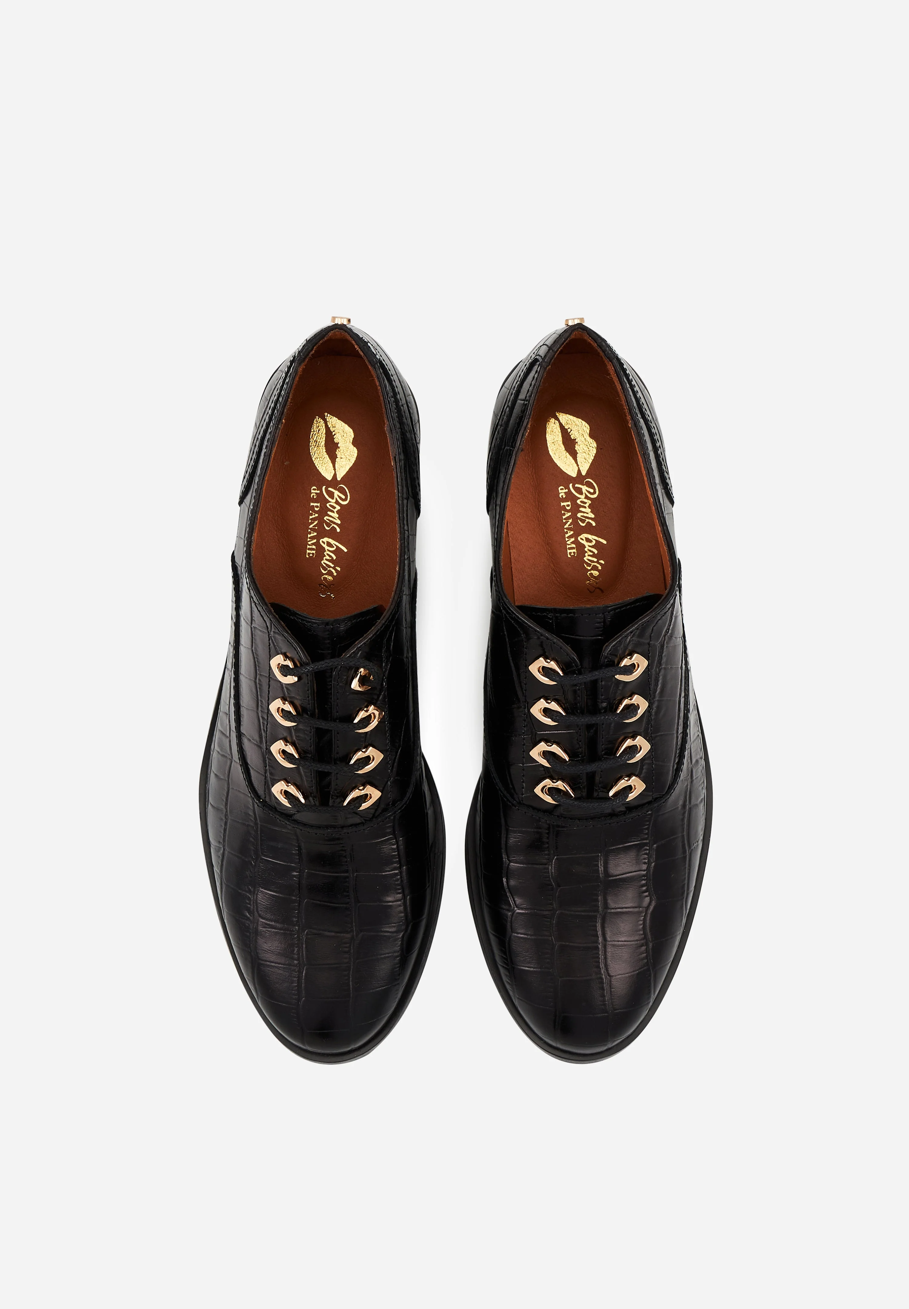 Derbies - Cuir Croco Noir - Audrey - Image 3