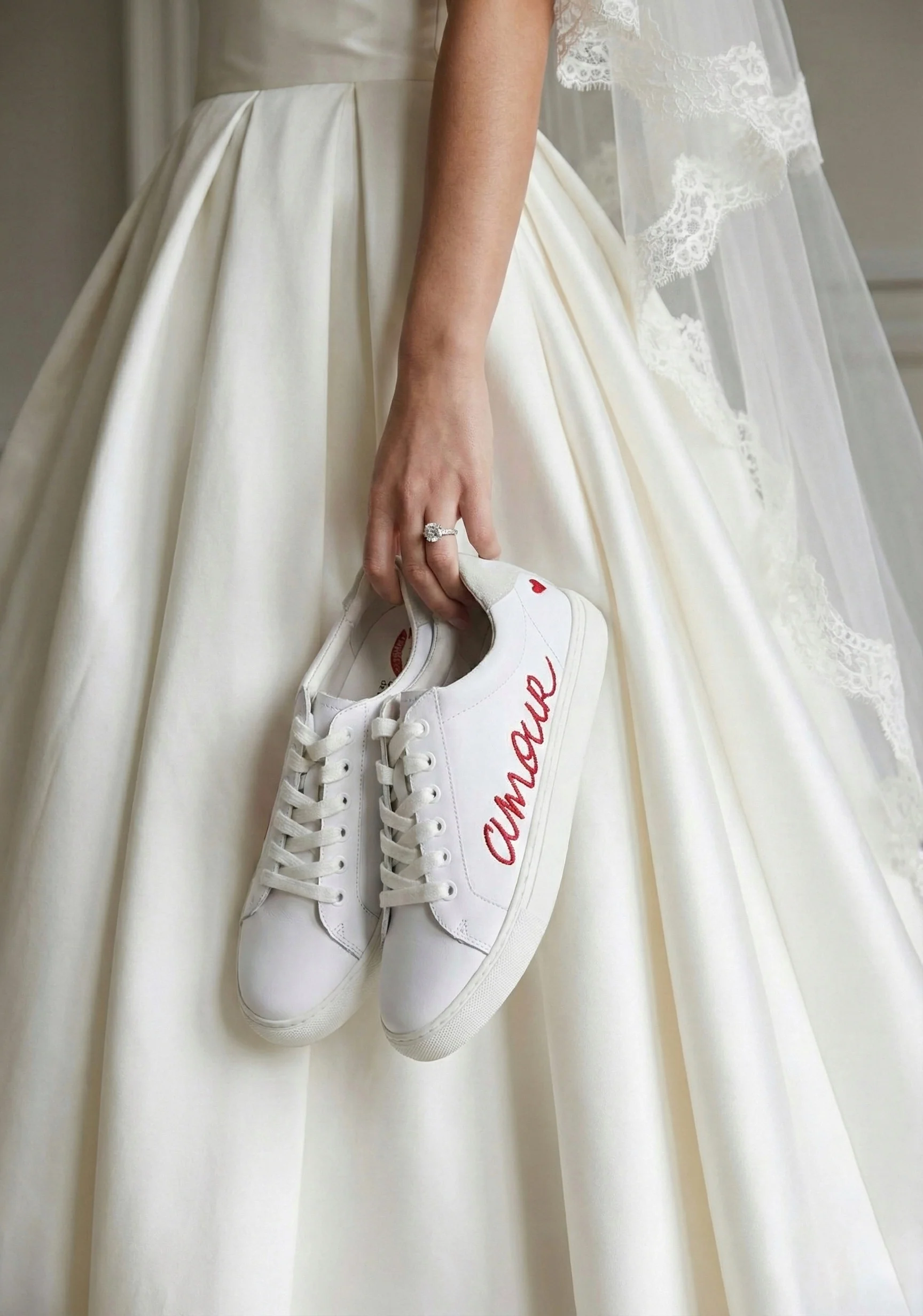 Baskets en cuir-Simone Amour-Blanc/Rouge - Image 4