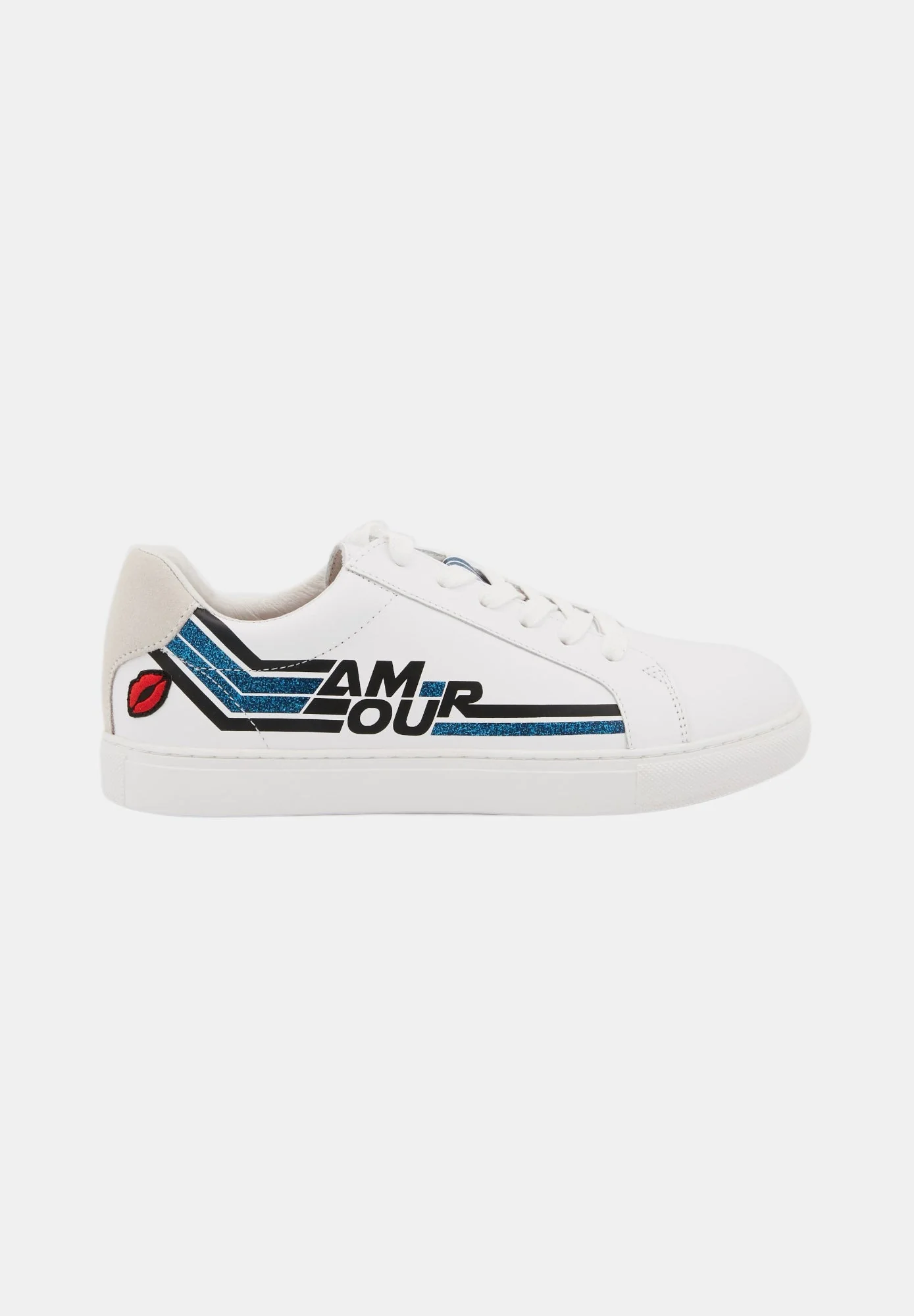 Baskets en cuir-Simone Retro Amour-Blanc/Bleu - Image 3