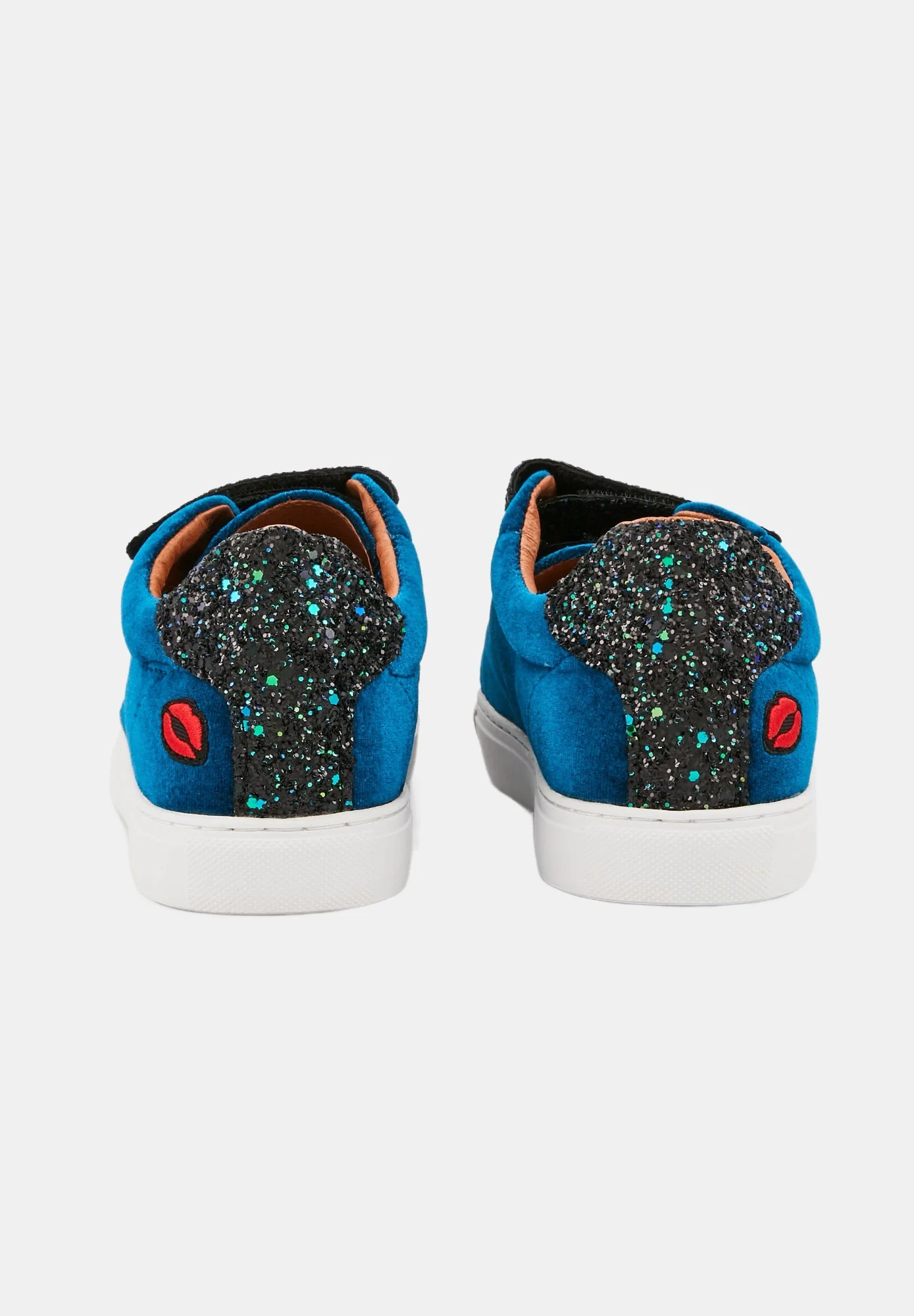 Baskets en velours-Edith Velours-Glitter Bleu Canard - Image 6